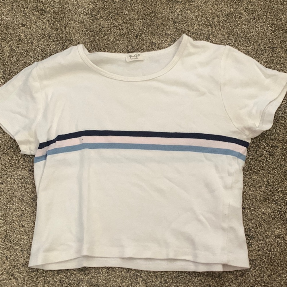 White Striped Crop Top
